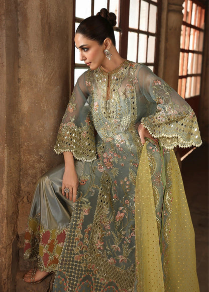 Crimson JHALAK Luxury Organza Embroidered 3Pc Unstitched Suit