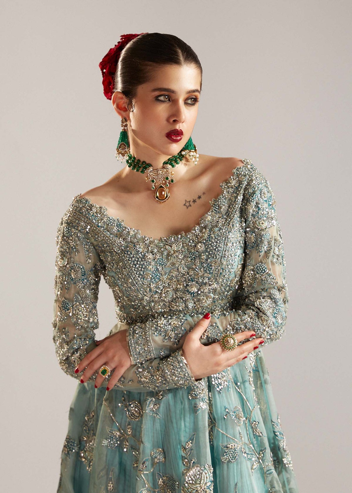 Hussain Rehar Parday ke Peechay Organza Hand Emblishment Maxi Unstitched ASTRA