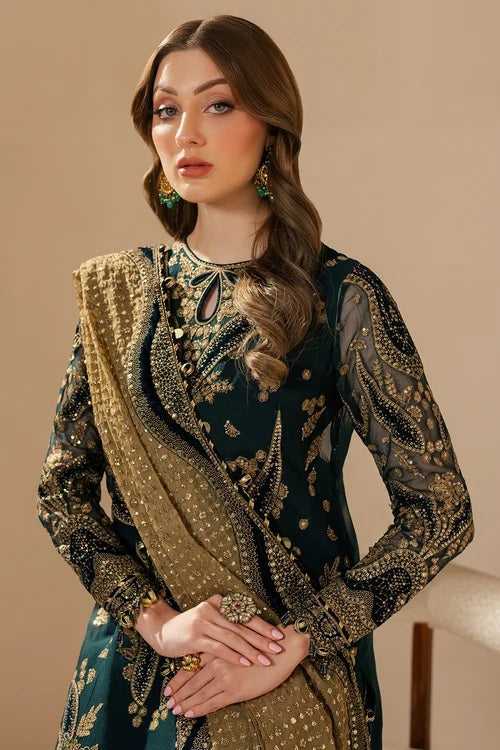 Jazmin Luxury Chiffon Embroidered 3Pc Unstitched Suit