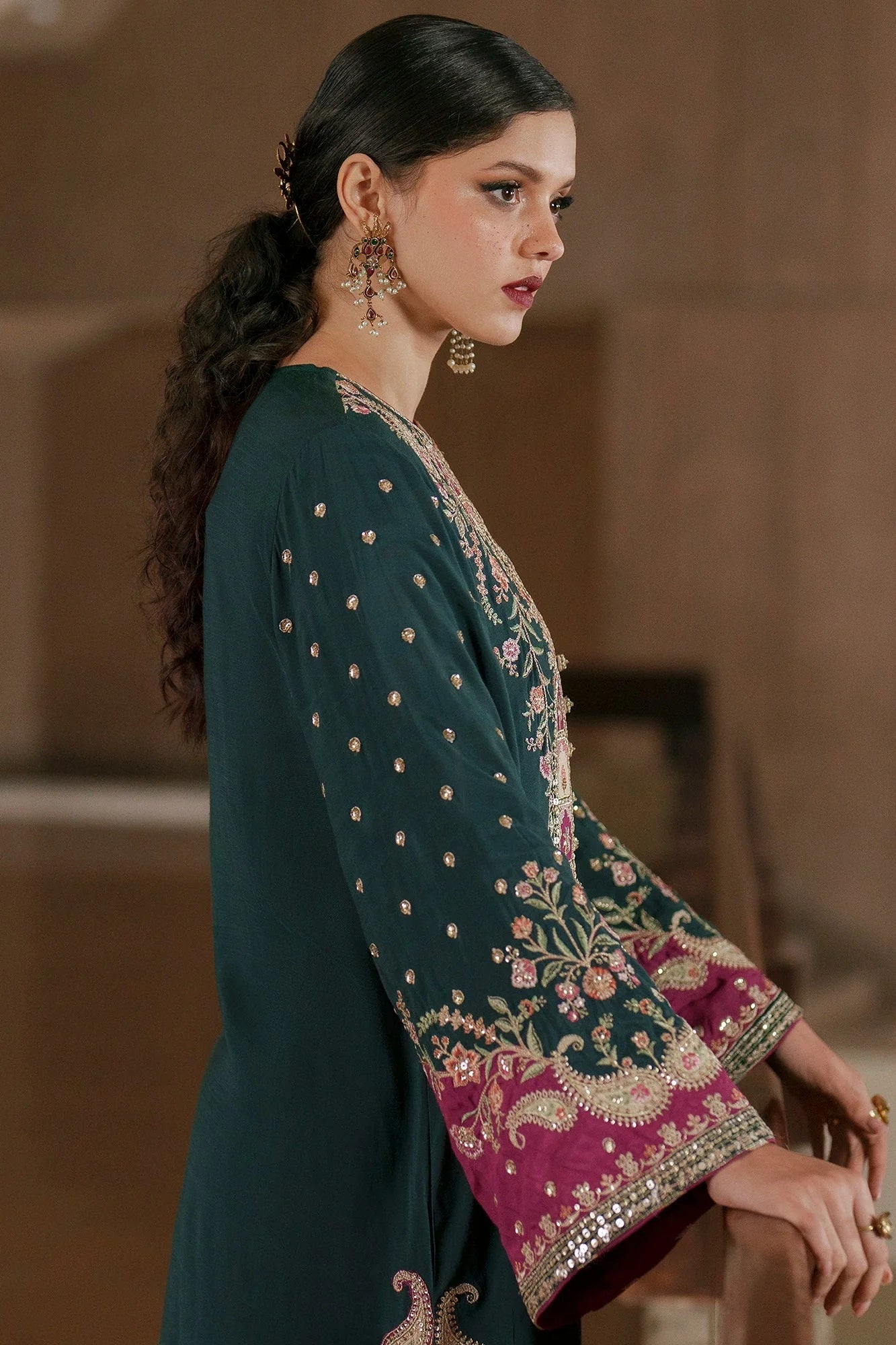 Ethnc Luxury Silk Embroidered 3Pc Unstitched Suit