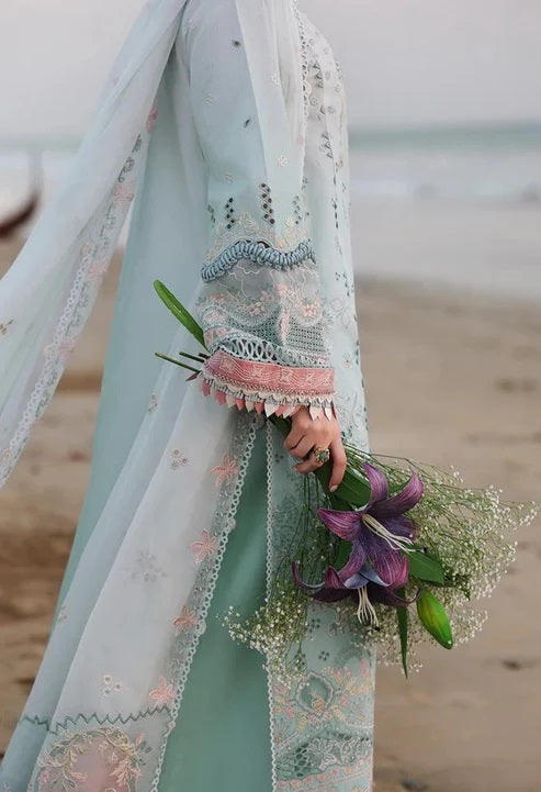 Qalamkar Sahil Luxury Lawn Embroidered Unstitched 3PC Suit AYRA - K