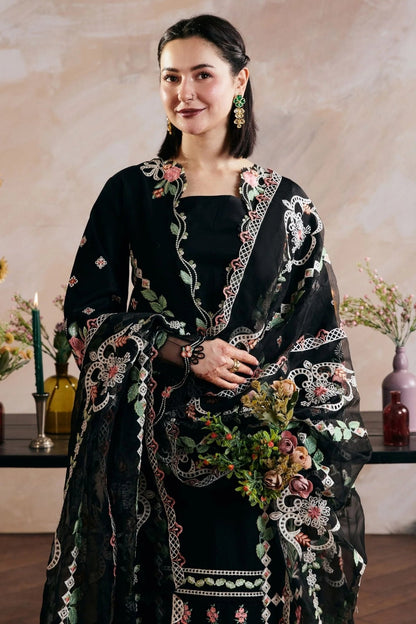 Maryam Hussain - 3PC Unstitched Lawn Embroidered Shirt with Digital Printed Monar Dupatta and Trouser