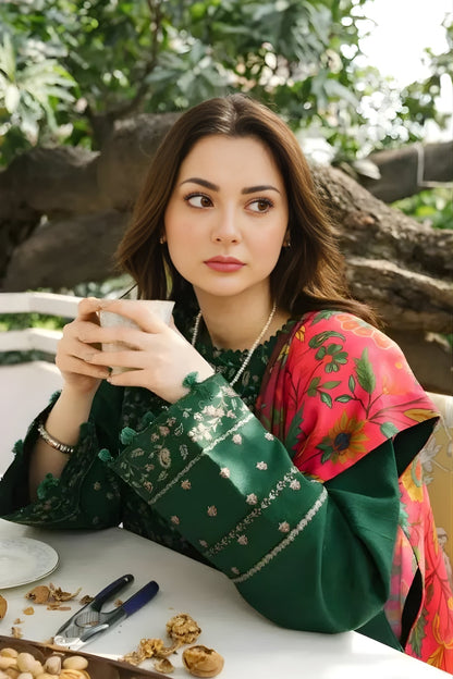 Zara Shah Jahan - 3PC Unstitched Dhanak Embroidered Shirt with Digital Printed Dupatta and Trouser