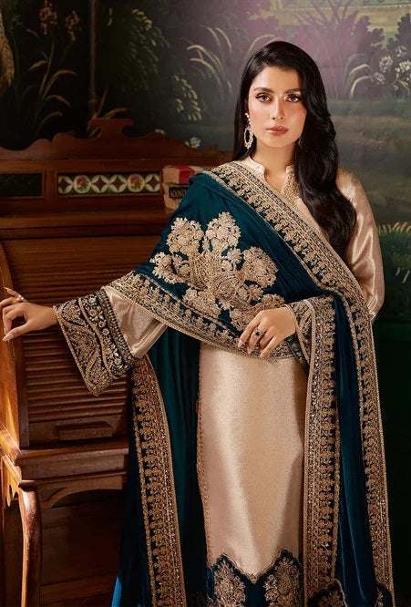 Zainab Chottani Skin Formal Brocade Tissue MICRO VELVET SHAWL 3PC
