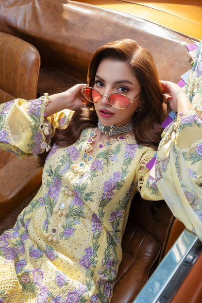 Jade - 3PC Unstitched Lawn Embroidered Shirt with Slub Munar Digital Printed Dupatta and Trouser