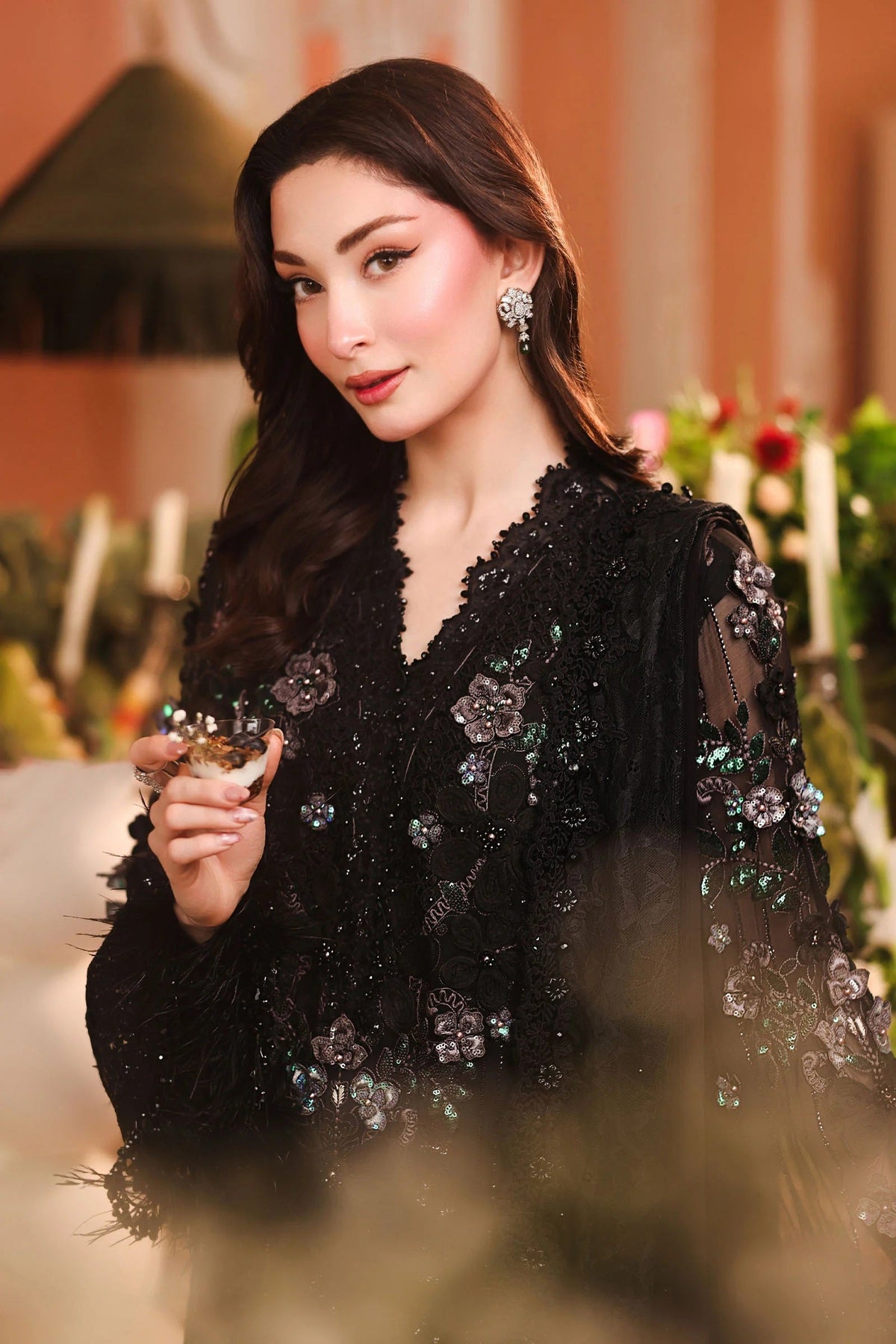 Maria.B Luxury Pure Chiffon Embroidered 3 Pc Unstitched Saree