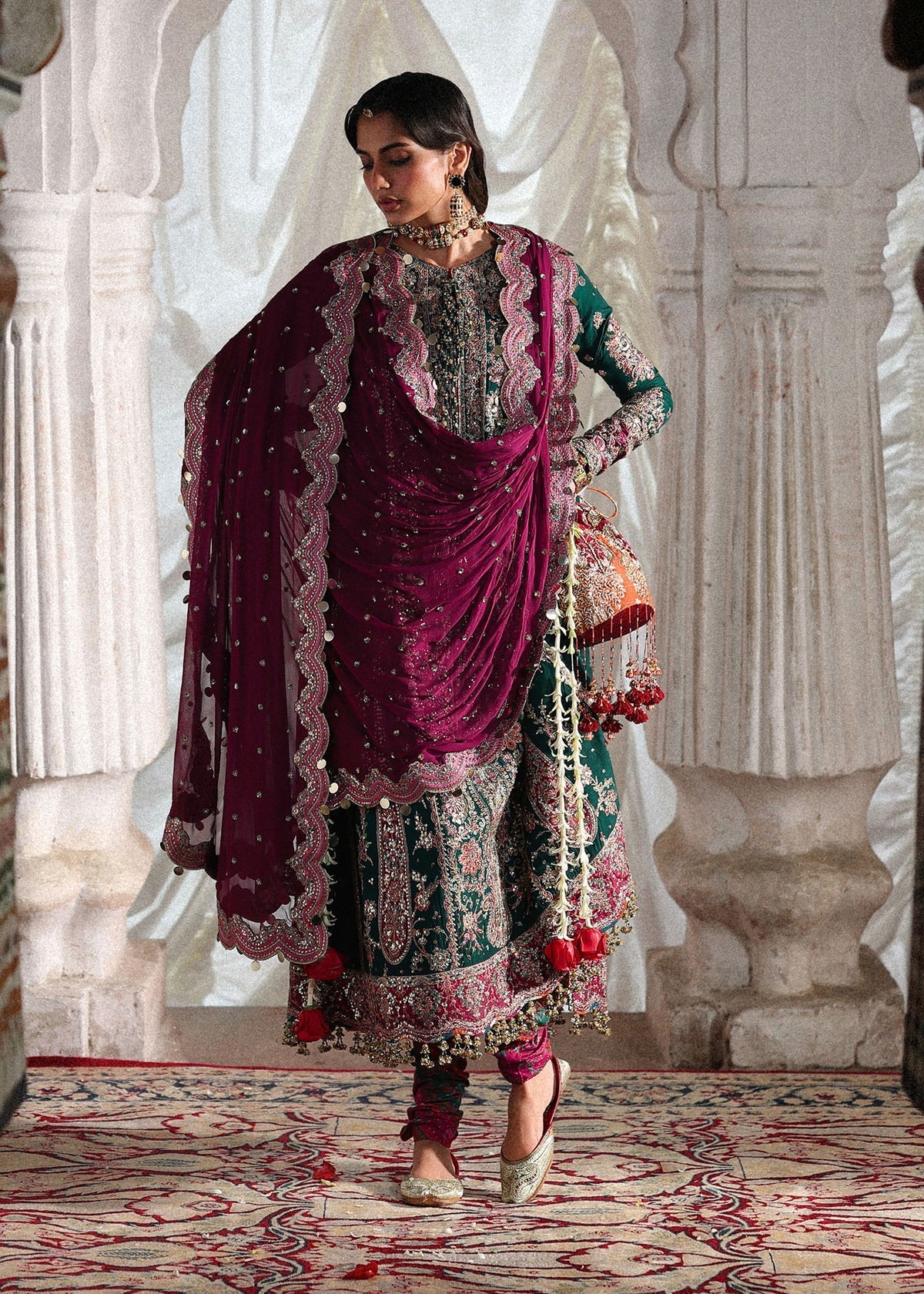 Hussain Rehar Luxury Raw Silk Embroidered 3Pc Unstitched Suit Morni