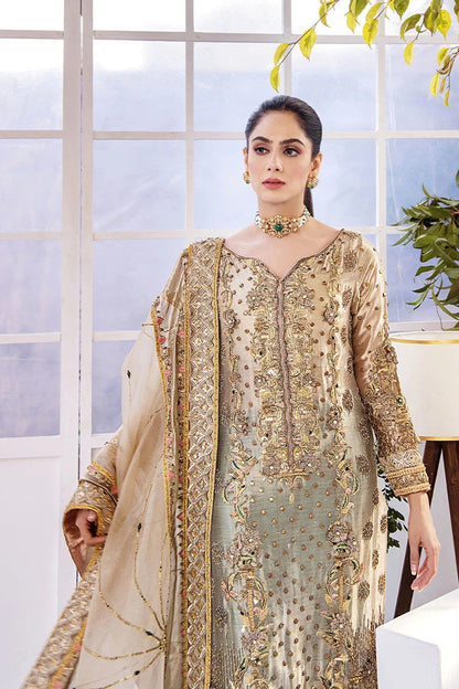 Shazia Kiyani Luxury Tussle Silk Embroidered 3 Pc Unstitched Suit - Samar