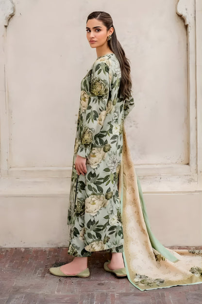 Baroque - 3PC Unstitched Printed Khaddar Shirt with Printed Khaddar Dupatta and Same Printed Trouser