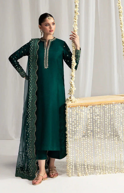 Zaib Luxury Raw Silk Embroidered 3 Pc Unstitched Suit