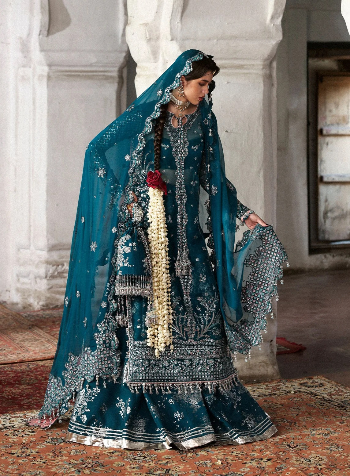 Hussain Rehar Luxury Organza Embroidered Unstitched 3PC Suit - Zebunisa
