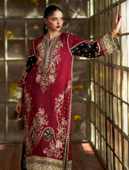 ETHNC Kaftan Luxury Raw Silk Embroidered 3Pc Unstitched Suit