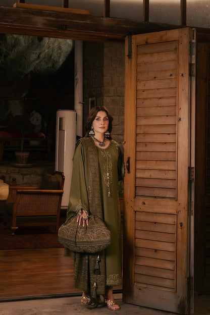 Izel - 3PC Unstitched Dhanak Embroidered Shirt with Digital Printed Dupatta and Trouser
