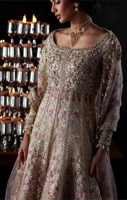 Saad Bin Shahzad Luxury Net Embroidered 3Pc Unstitched Suit Rina