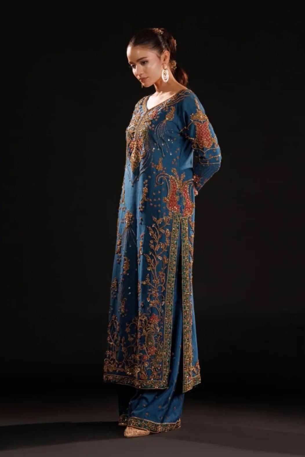 Pehnawa Luxury Raw Silk Embroidered 3Pc Unstitched Suit Azure Dynasty