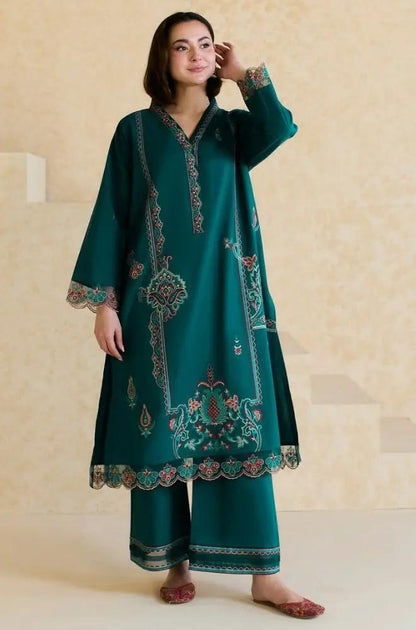 Mishkaa - 2PC Lawn Embroidered Shirt with Embroidered Patched Trouser (Unstitched)