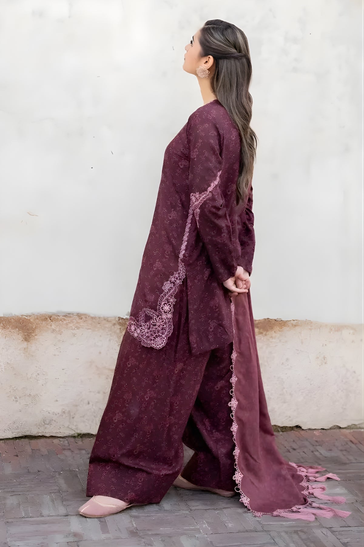Baroque - 3PC Unstitched Printed Khaddar Shirt with Printed Khaddar Dupatta and Trouser
