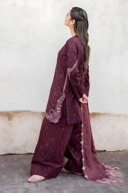 Baroque - 3PC Unstitched Printed Khaddar Shirt with Printed Khaddar Dupatta and Trouser