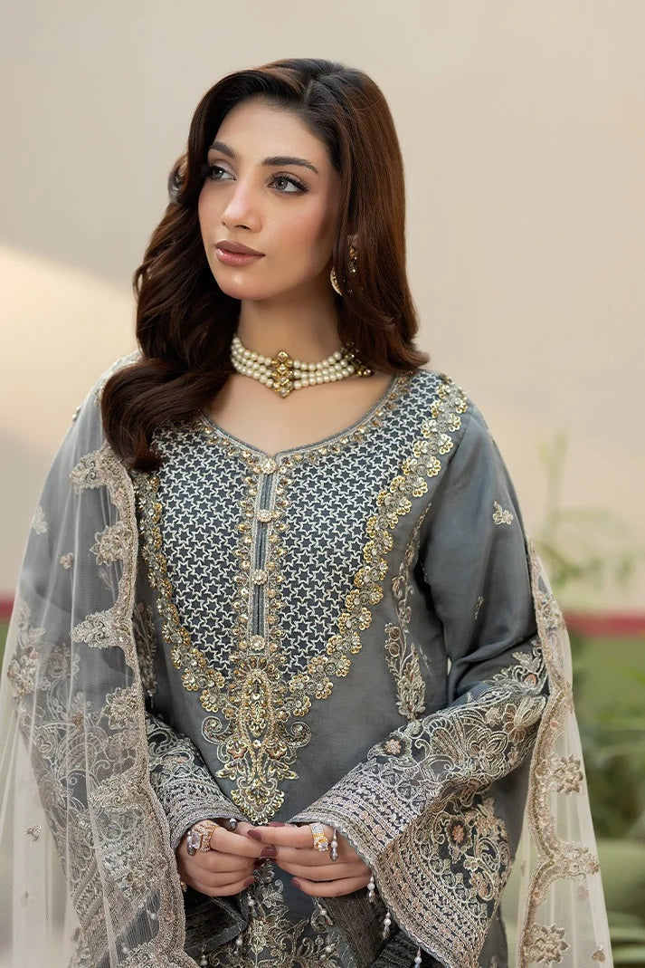 Imrozia Luxury Embroidered Organza 3Pc Unstitched Suit Sukoon
