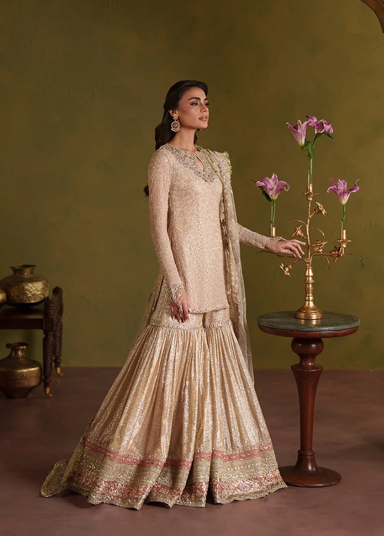 Faiza Saqlain Luxury Chiffon Embroidered 3Pc Unstitched Suit - Asfoureh