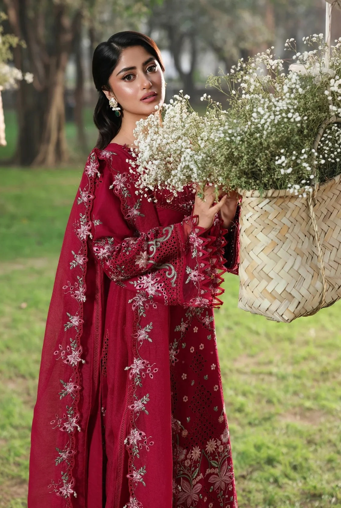 Sardinia - Luxury Lawn Embroidered Unstitched 3 Piece - FLORAL FUCHSIA