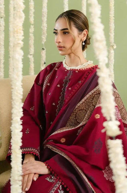 Beechtree - 3PC Lawn Embroidered Shirt with Printed Slub Dupatta (Unstitched)