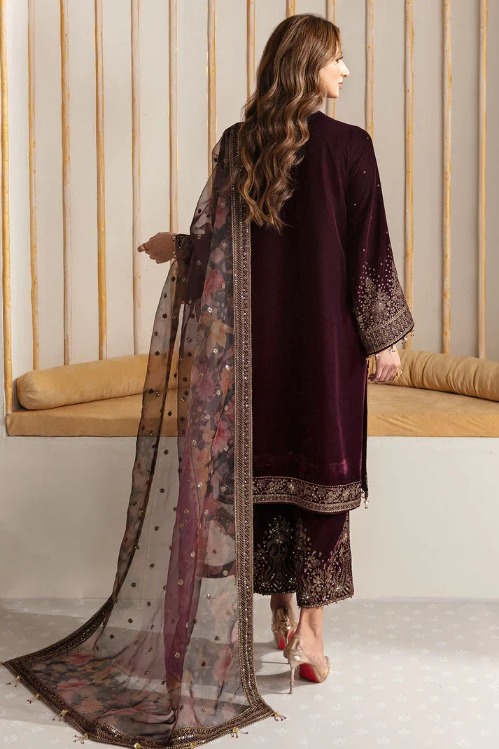 Jazmin Embroidered Velvet Formal 3 Pieces Unstitched JZ - Luxury Collection
