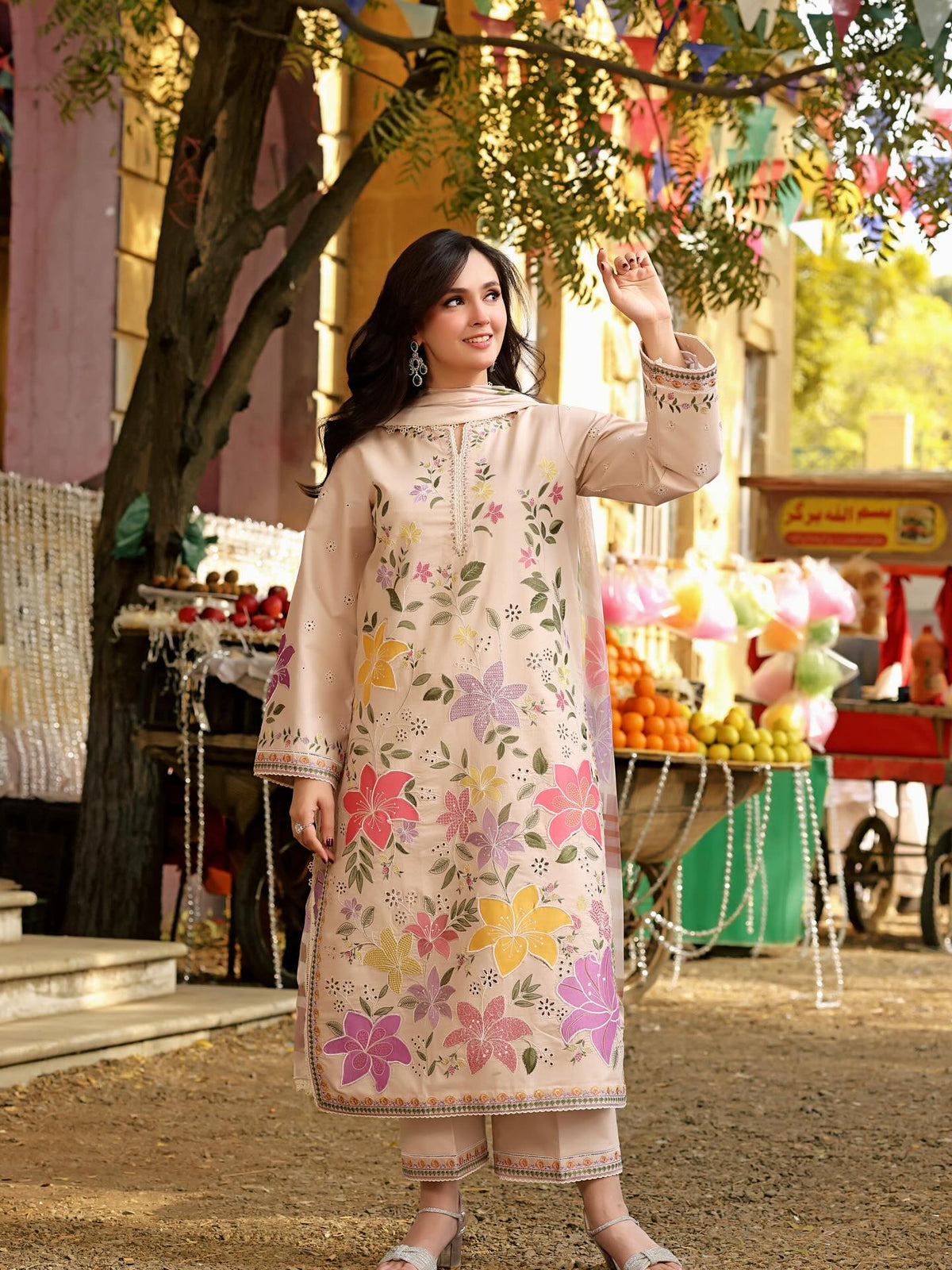 Aneelas Luxury Lawn Embroidered Unstitched 3 Pc Suit