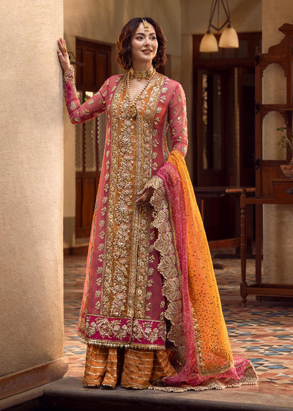 Crimson Luxury Organza Embroidered 3Pc Unstitched Suit Mehndi Galore