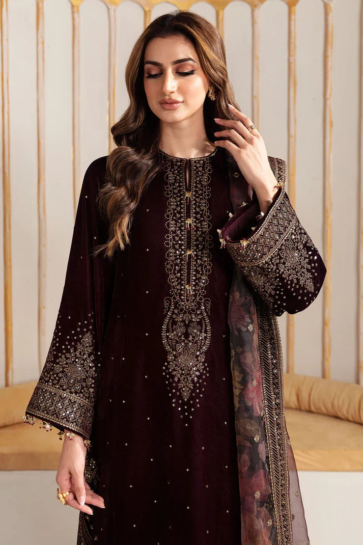 Jazmin Embroidered Velvet Formal 3 Pieces Unstitched JZ - Luxury Collection