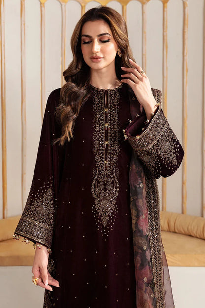 Jazmin Embroidered Velvet Formal 3 Pieces Unstitched JZ - Luxury Collection
