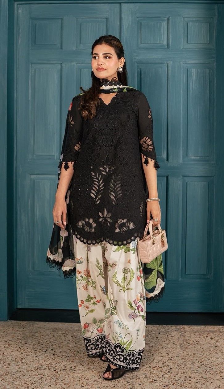 Saira Rizwan Chikankari Luxury Embroidered Lawn Unstitched 3Pc Suit