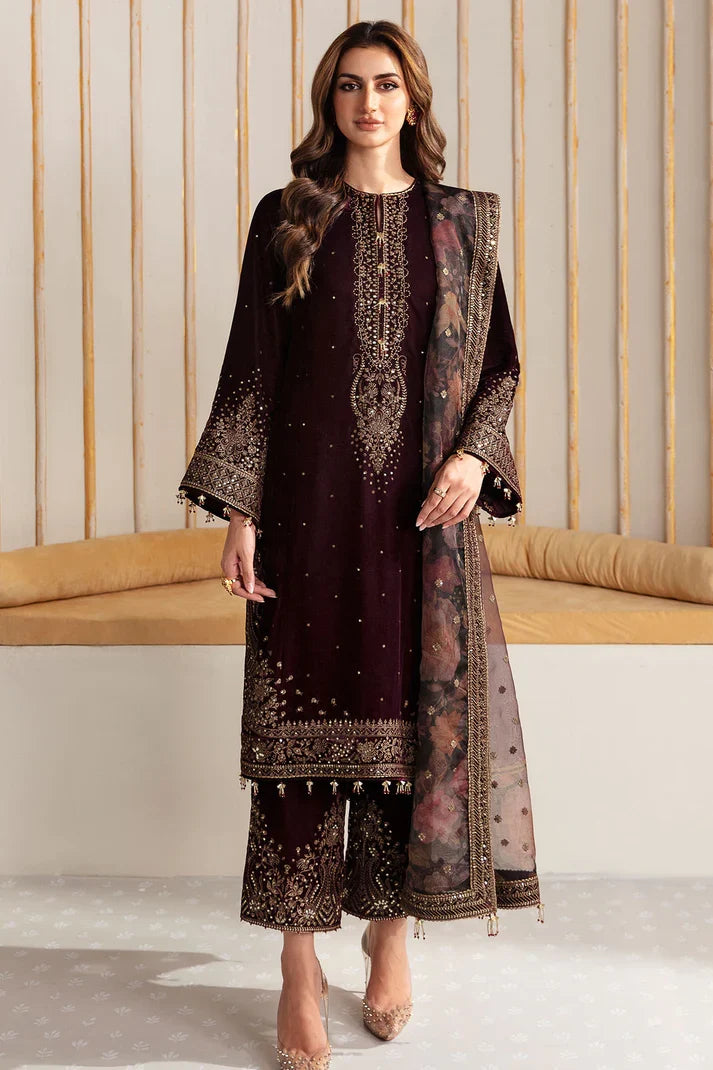 Jazmin Embroidered Velvet Formal 3 Pieces Unstitched JZ - Luxury Collection