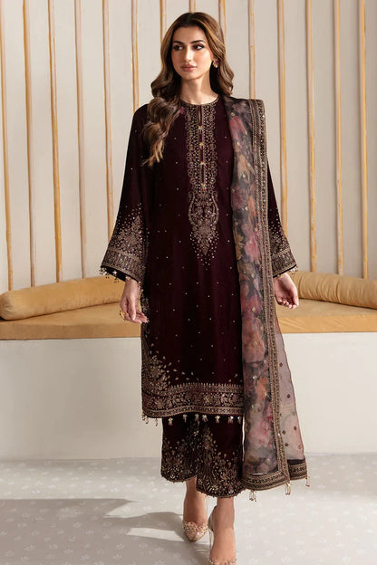 Jazmin Embroidered Velvet Formal 3 Pieces Unstitched JZ - Luxury Collection