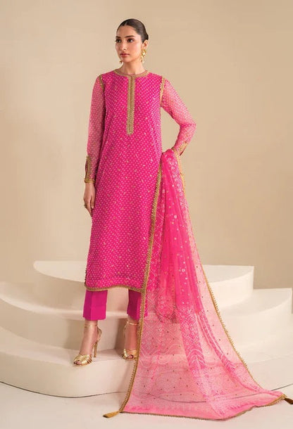 Baroque Pink Luxury Embroidered Chiffon Unstitched 3Pc