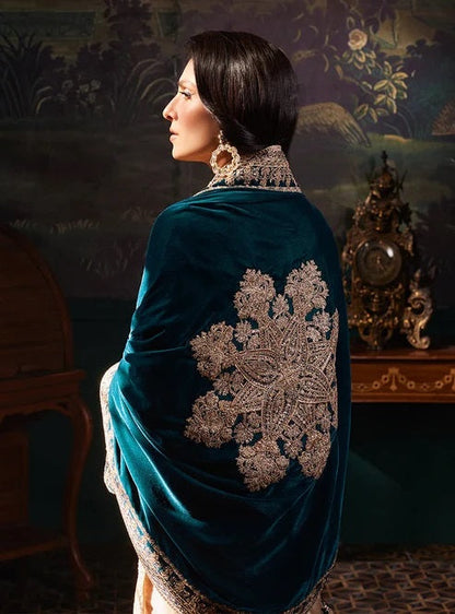 Zainab Chottani Skin Formal Brocade Tissue MICRO VELVET SHAWL 3PC