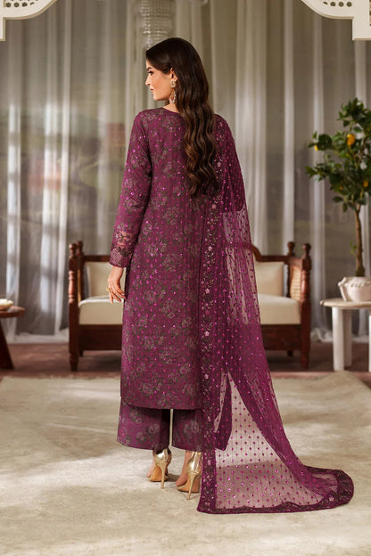Iznik Luxury Printed & Embroidered Unstitched Lawn Suit Magenta