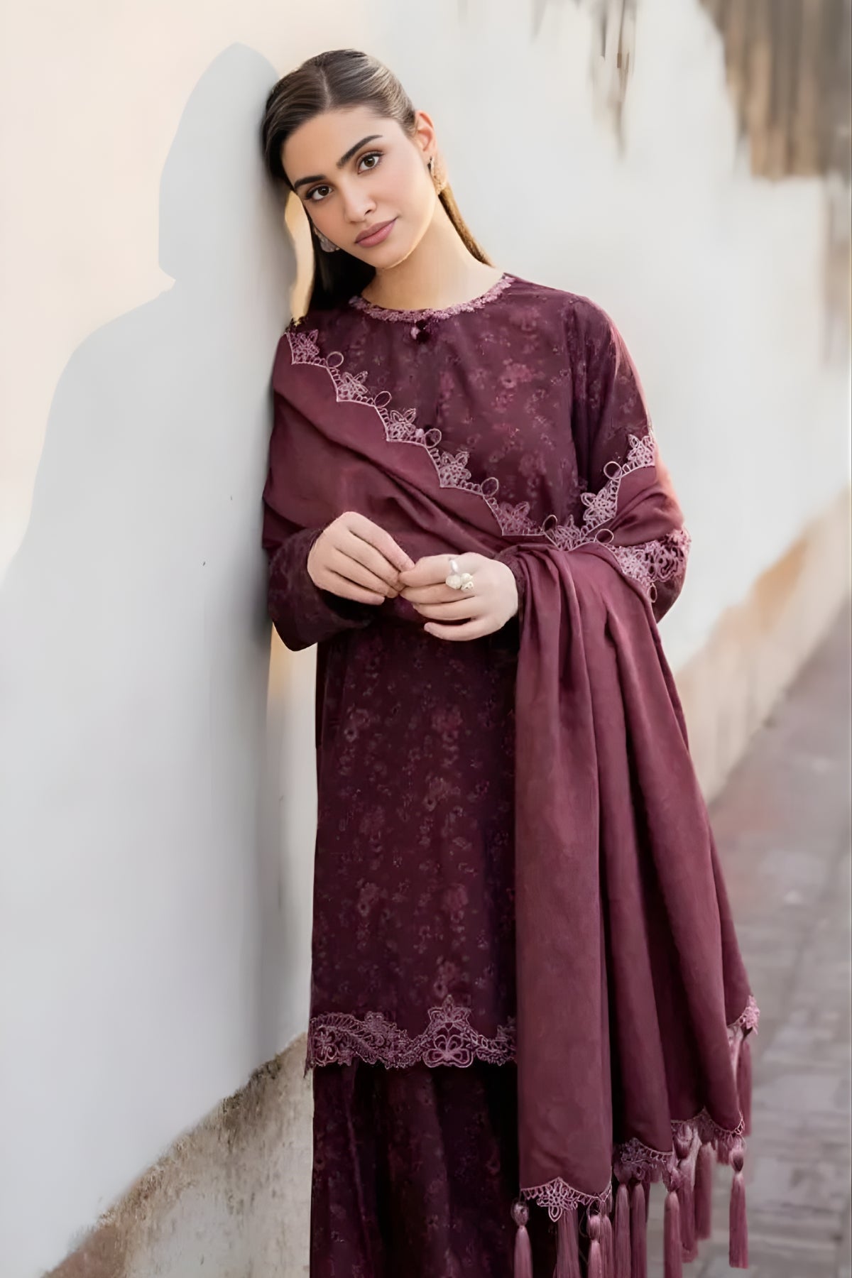 Baroque - 3PC Unstitched Printed Khaddar Shirt with Printed Khaddar Dupatta and Trouser