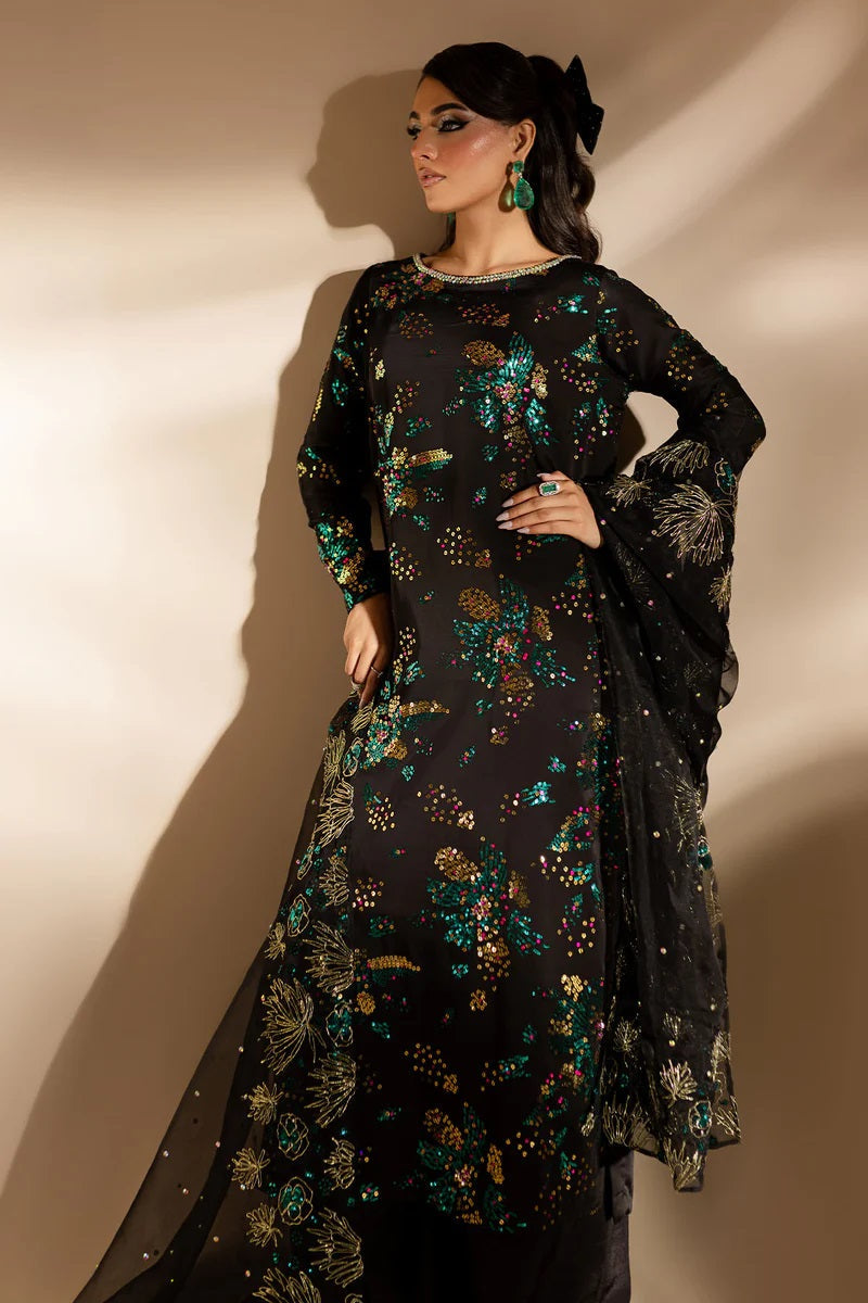 Nureh Luxury Raw Silk 3 Piece Unsticthed - Golden Star Dust
