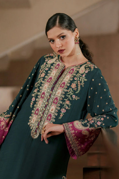 Ethnc Luxury Silk Embroidered 3Pc Unstitched Suit