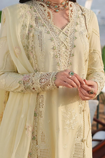 Qalamkar - 3PC Unstitched Lawn Embroidered Shirt with Embroidered Chiffon Dupatta and Trouser