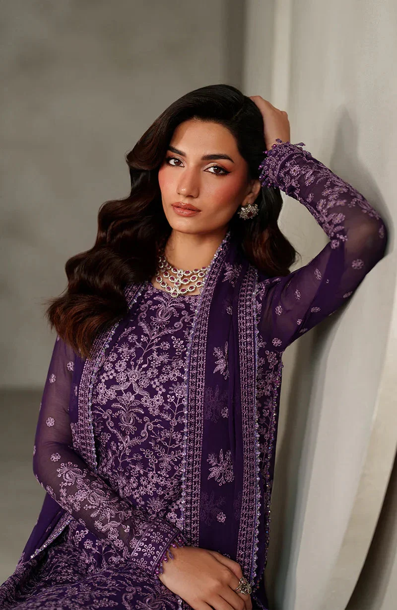 Zarif Muse Thread Embroidered Chiffon Unstitched 3Pc Suit ZE - Sorella