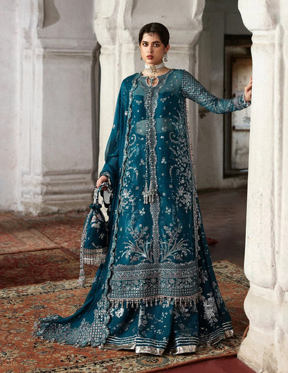 Hussain Rehar Luxury Organza Embroidered Unstitched 3PC Suit - Zebunisa