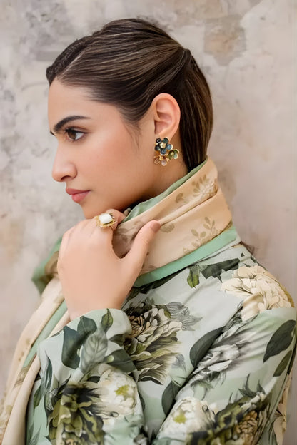 Baroque - 3PC Unstitched Printed Khaddar Shirt with Printed Khaddar Dupatta and Same Printed Trouser