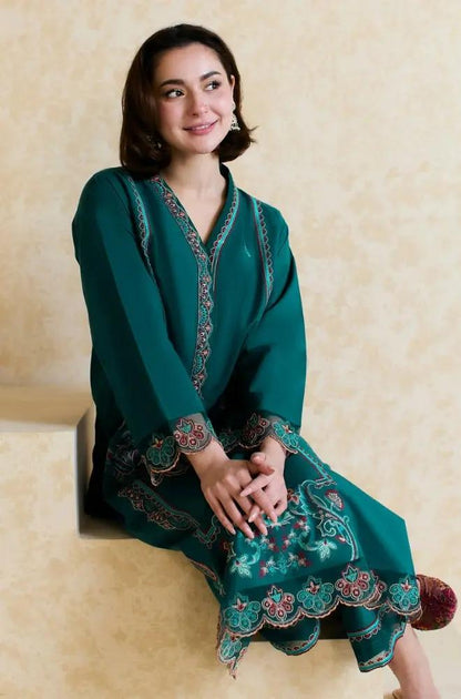 Mishkaa - 2PC Lawn Embroidered Shirt with Embroidered Patched Trouser (Unstitched)