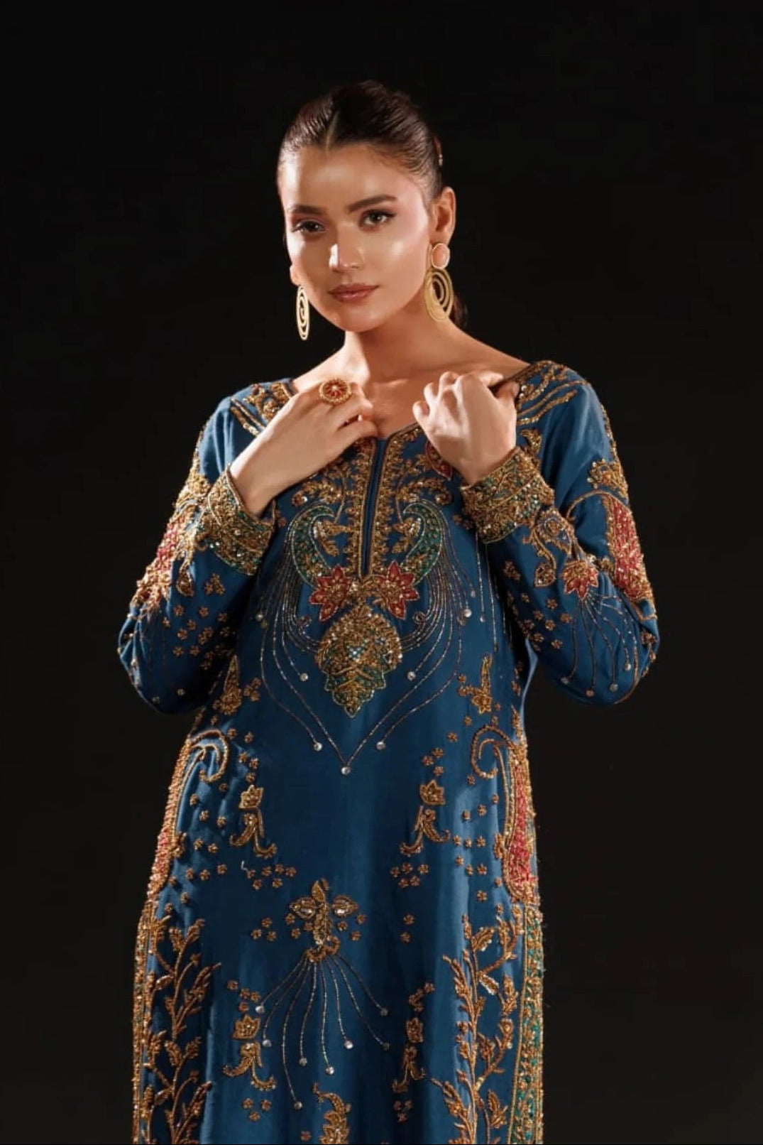 Pehnawa Luxury Raw Silk Embroidered 3Pc Unstitched Suit Azure Dynasty