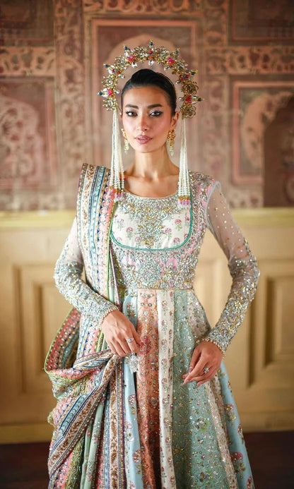 Nomi Ansari Luxury Raw Silk Embroidered Unstitched 3PC Suit - Maryum Nawaz