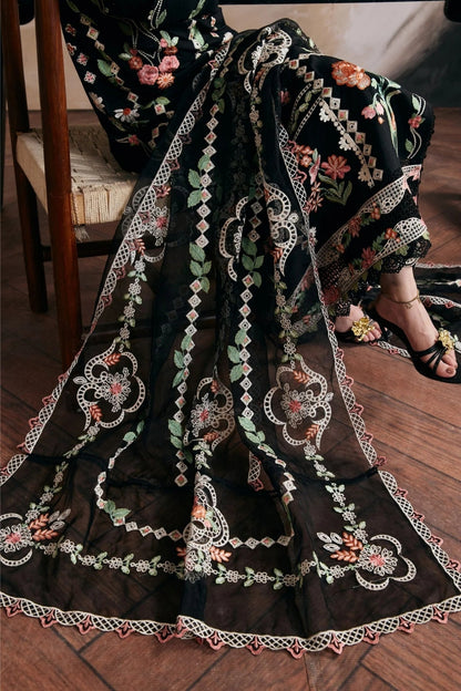 Maryam Hussain - 3PC Unstitched Lawn Embroidered Shirt with Digital Printed Monar Dupatta and Trouser