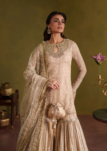 Faiza Saqlain Luxury Chiffon Embroidered 3Pc Unstitched Suit - Asfoureh