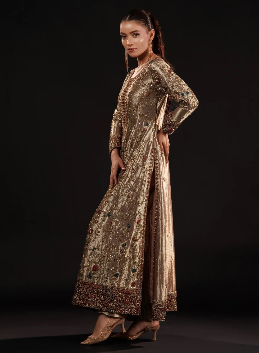 Usama Silk Gilded Mosaic Luxury Silk Embroidered 3Pc Unstitched Suit